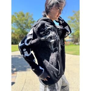 Affliction Jump Upcycled Black Hoodie Size S-M | SAME DAY SHIP | NEXT DAY SHIP